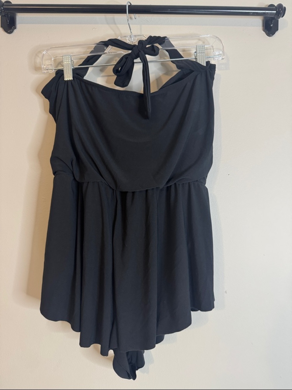 Aqua Green Black Halter Swim Romper L - Picture 2 of 6